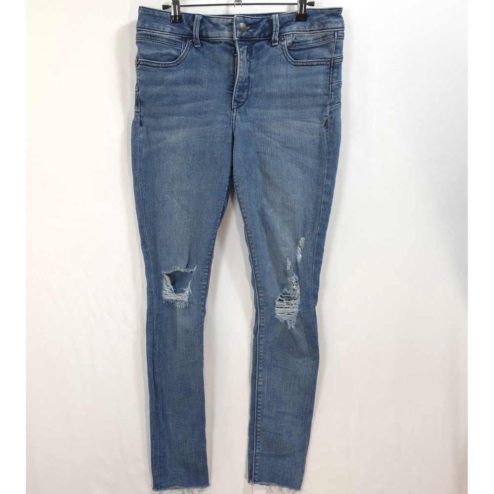 Express Ankle Legging Distressed Mid Rise Blue Women 8R Grunge Skinny Edgy Indie